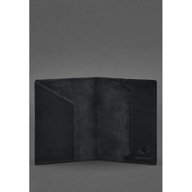Leather passport cover with Canadian coat of arms dark blue Crazy Horse