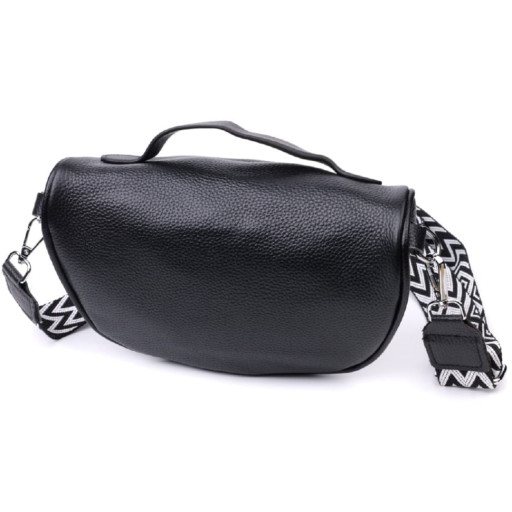 Жіноча сумка через плече в класичному кольорі з натуральної шкіри Vintage 22655 Чорний