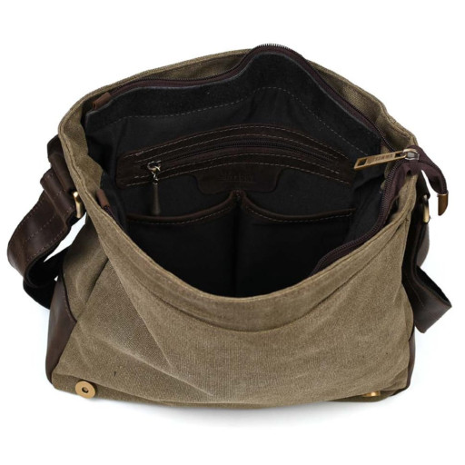 Сумка через плече розміру А4 з парусини та шкіри RCh-6601-3md TARWA