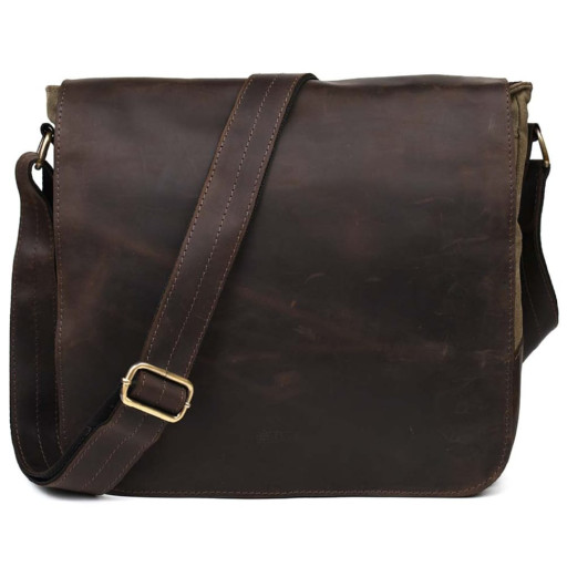 Сумка через плече розміру А4 з парусини та шкіри RCh-6601-3md TARWA