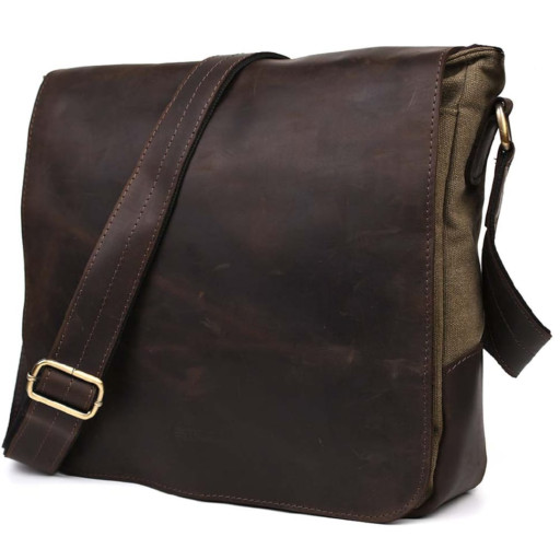 Сумка через плече розміру А4 з парусини та шкіри RCh-6601-3md TARWA