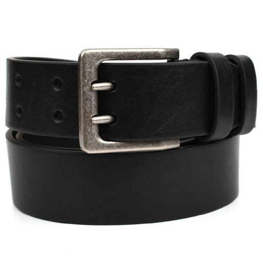 Ремінь зі шкіри буйвола st044624-1 чорний 40мм, офіцерський, на два язички