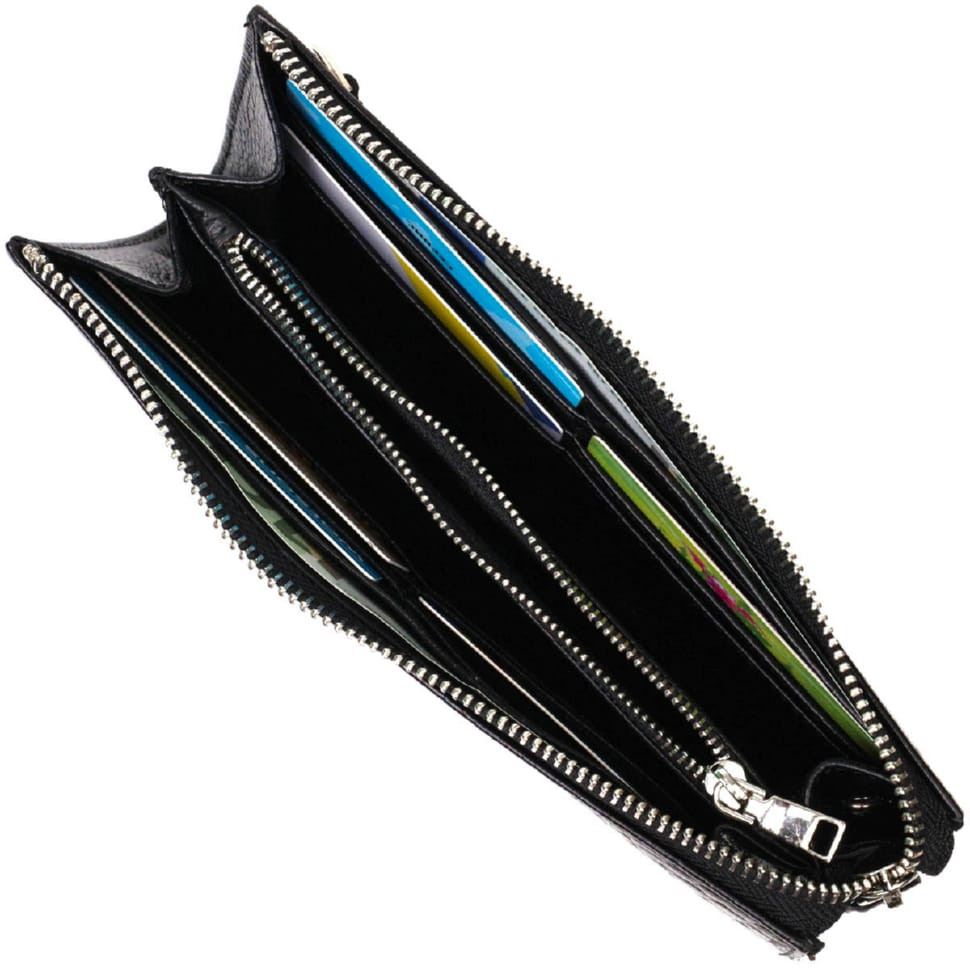 Місткий чоловічий клатч з натуральної шкіри з тисненням під крокодила BOND 22049 Чорний