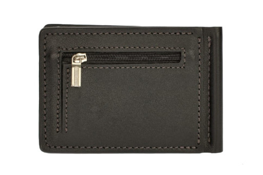 Затискач для купюр із монетницею Grande Pelle Onda 125610 глянцева шкіра чорний