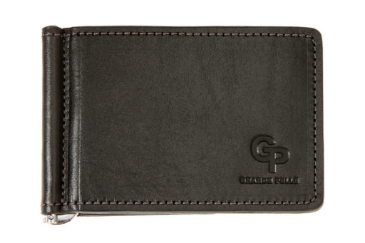 Затискач для купюр із монетницею Grande Pelle Onda 125610 глянцева шкіра чорний