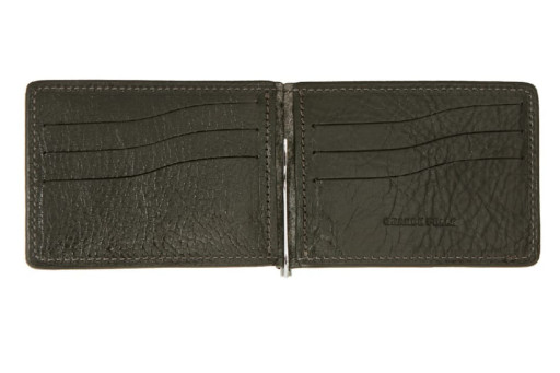 Затискач для купюр із монетницею Grande Pelle Onda 125610 глянцева шкіра чорний