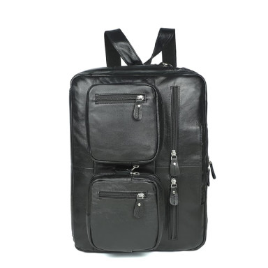 Mens leather convertible bag John McDee JD7429A black