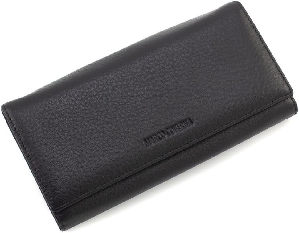 Чорний жіночий гаманець на магнітах великого разу Marco Coverna W001 Black
