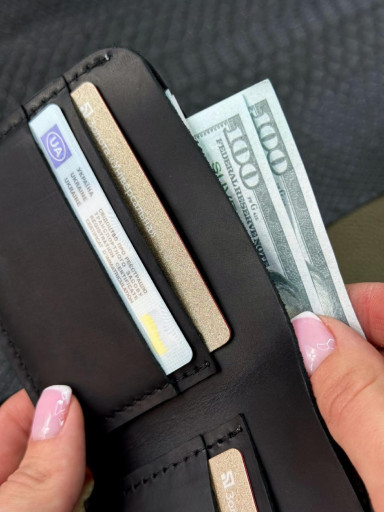Men's bifold wallet made of genuine leather SD008 (black)