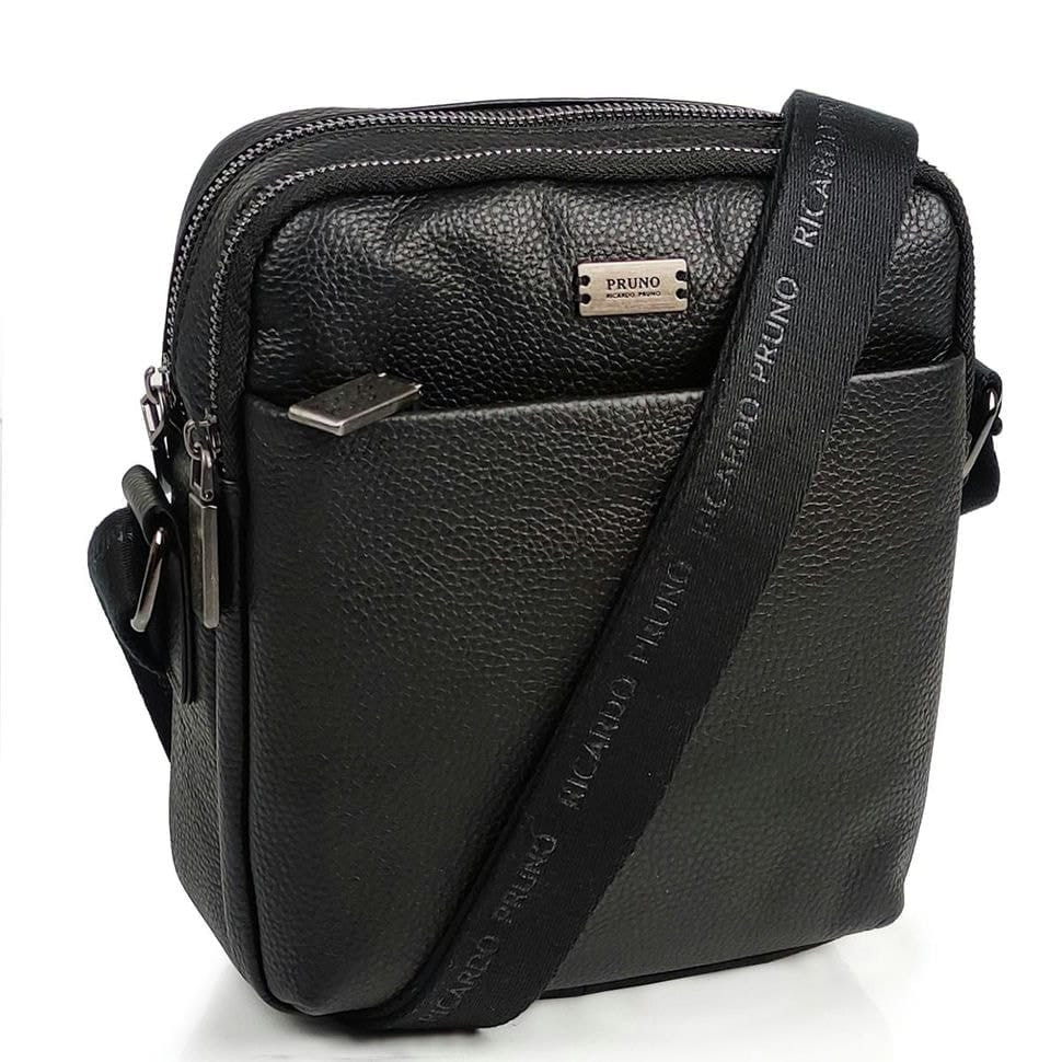 Чоловіча сумка через плече натуральна шкіра зерниста структура Ricardo Pruno RP-F-A25F-9749A