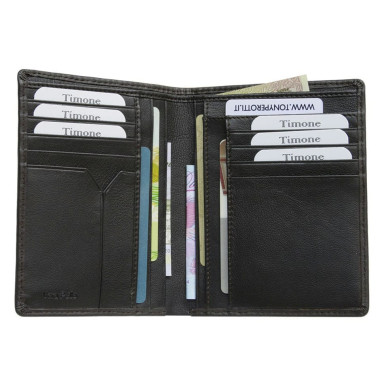 Leather wallet Timone intrecciato 12050 moro brown