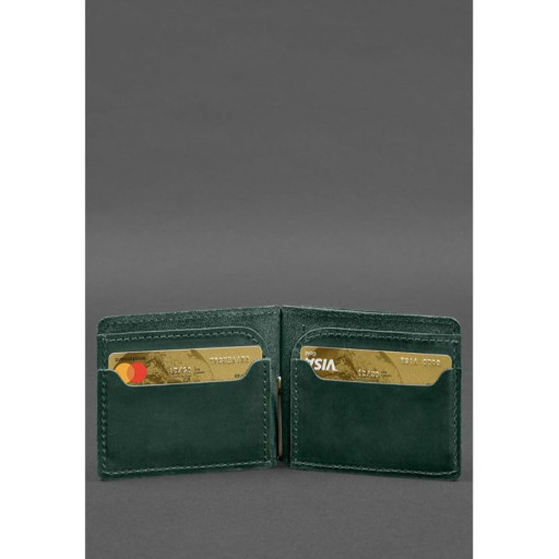 Шкіряне портмоне 13.0 затискач Зелений Crazy Horse