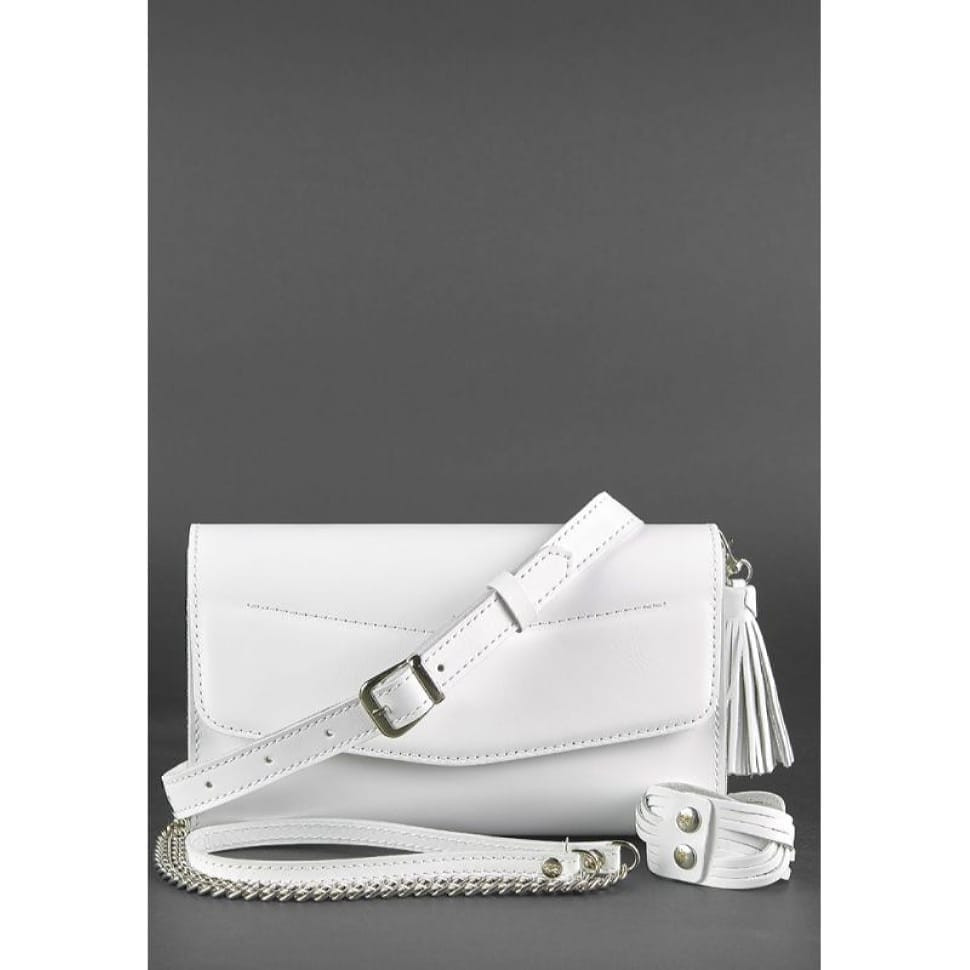 Біла жіноча шкіряна сумка Еліс