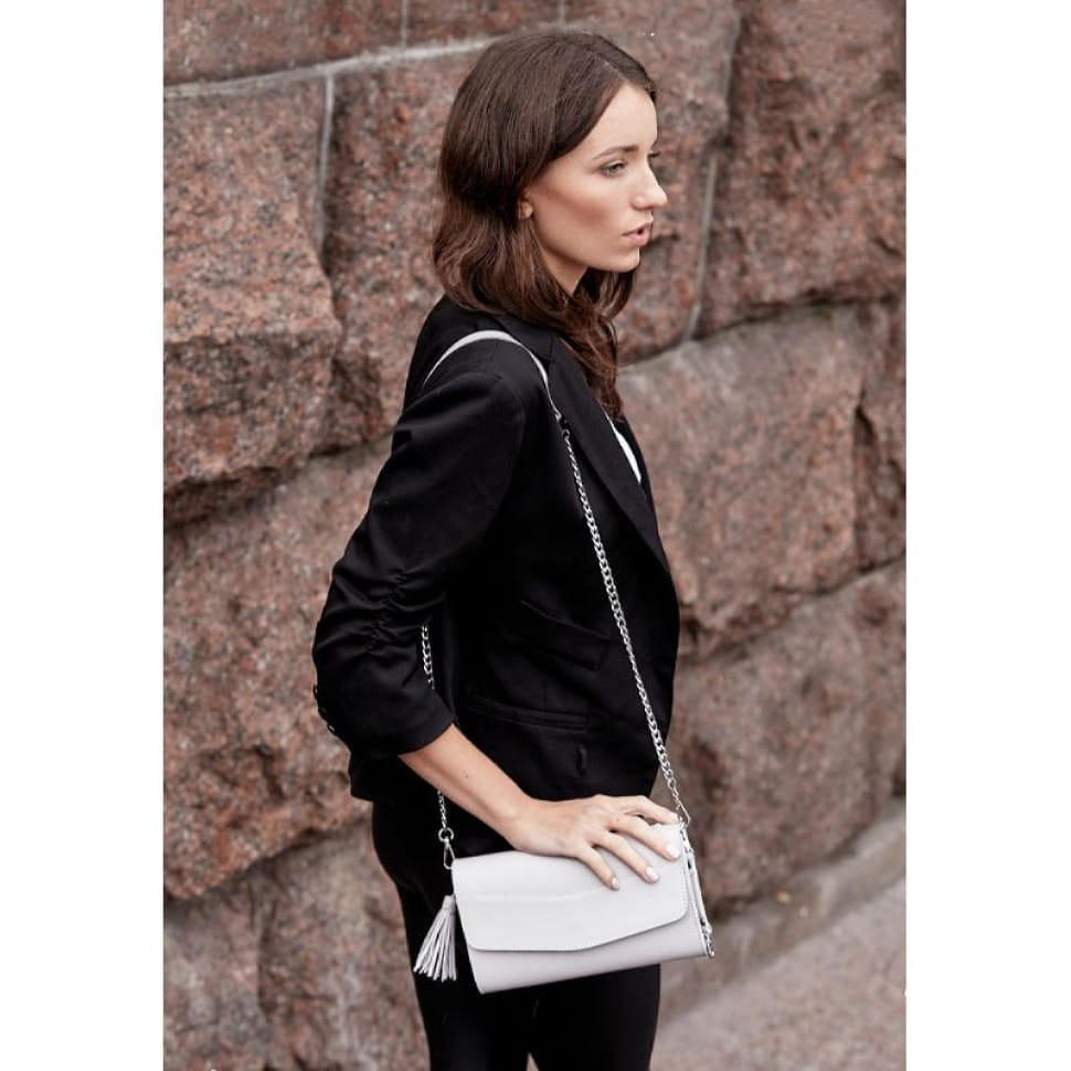 Біла жіноча шкіряна сумка Еліс