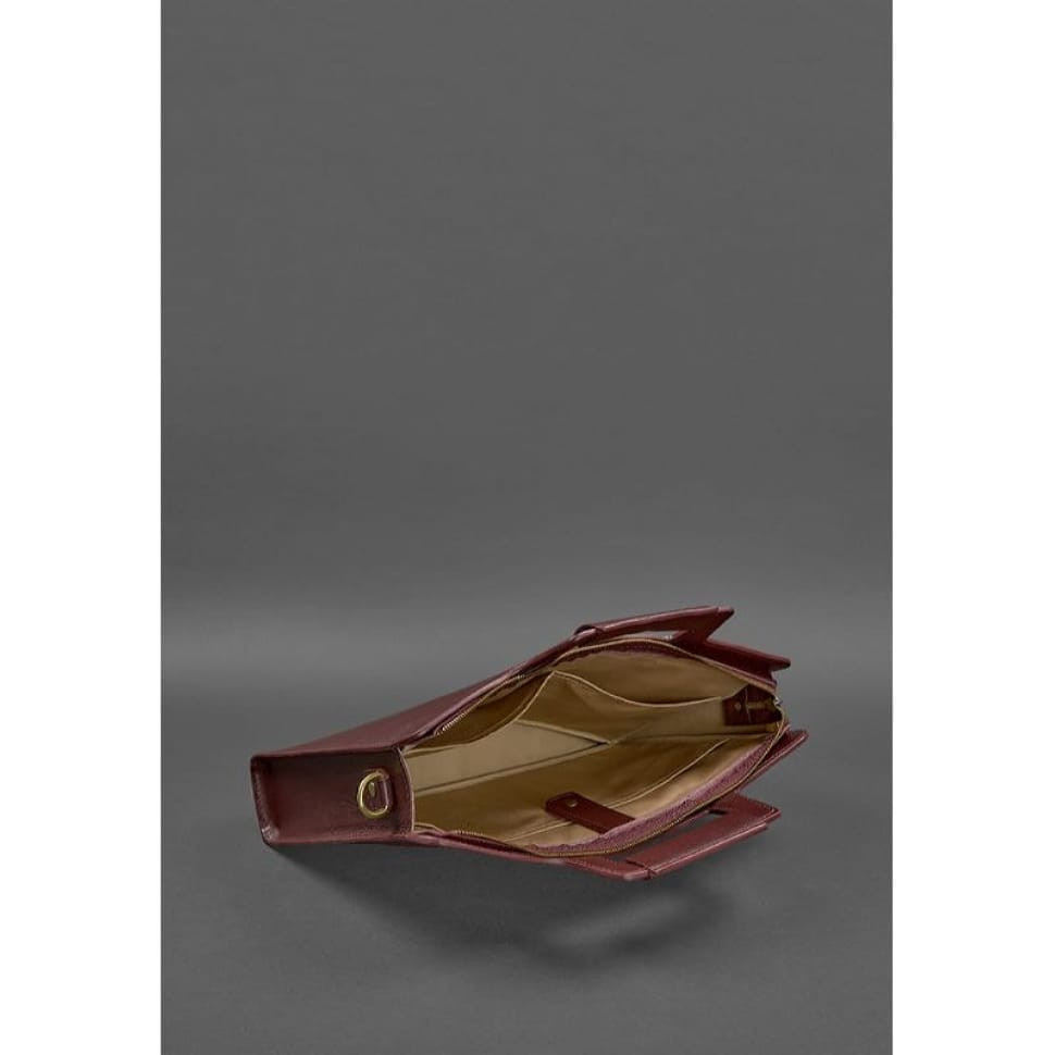 Женская кожаная сумка для ноутбука и документов бордовая