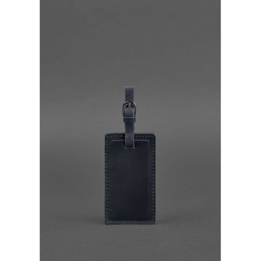 Шкіряна бирка для багажу 3.0 Темно-синя Crazy Horse