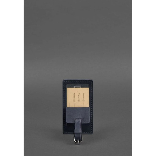 Шкіряна бирка для багажу 3.0 Темно-синя Crazy Horse