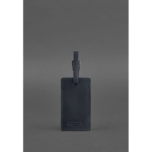 Шкіряна бирка для багажу 3.0 Темно-синя Crazy Horse