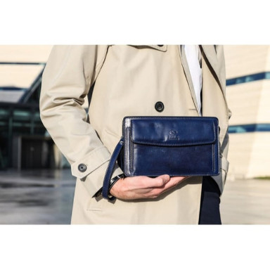 Leather Clutch Purse - Decameron - Blue color - Time Resistance 5230301
