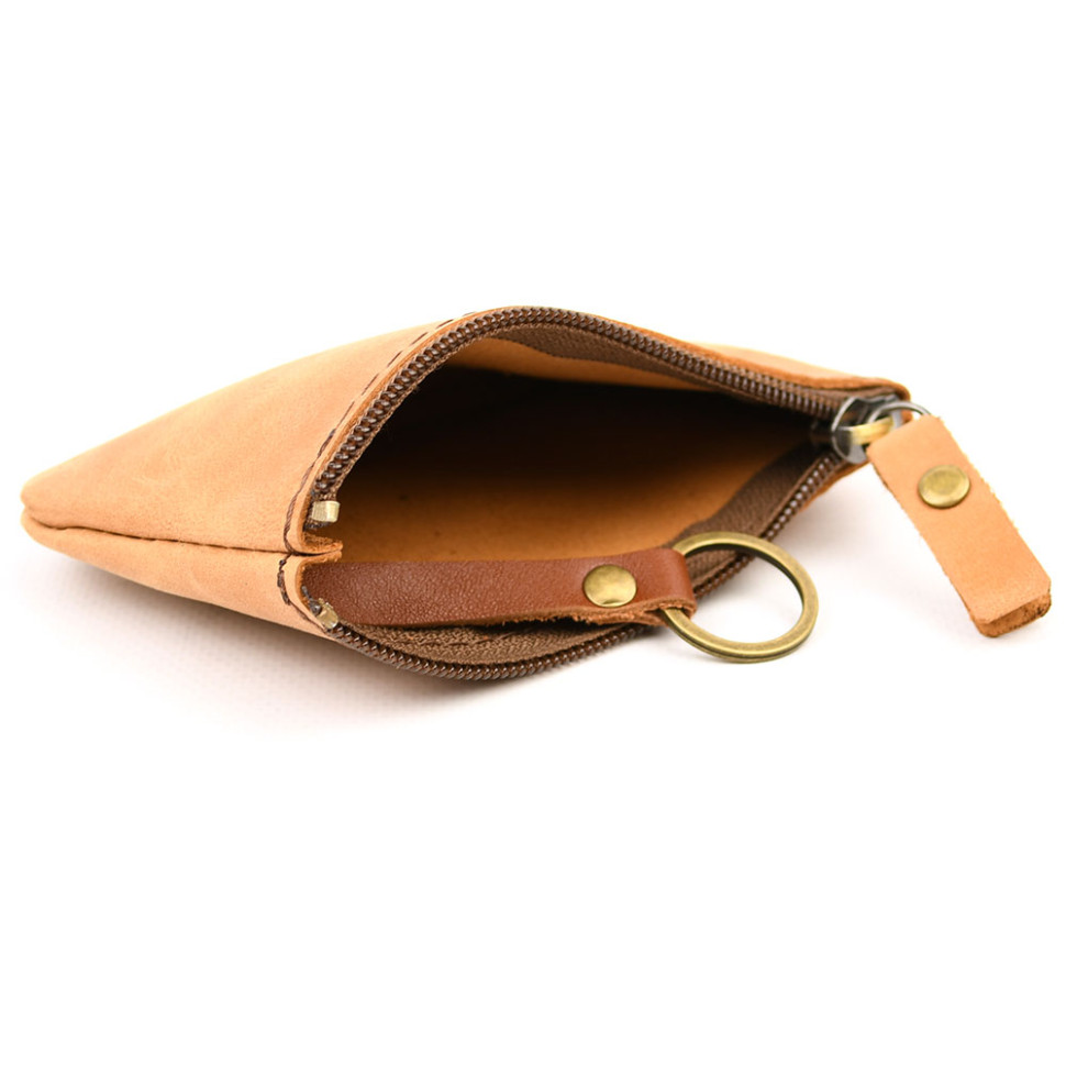 Leather coin key holder TARWA RCam-coin-001 sand