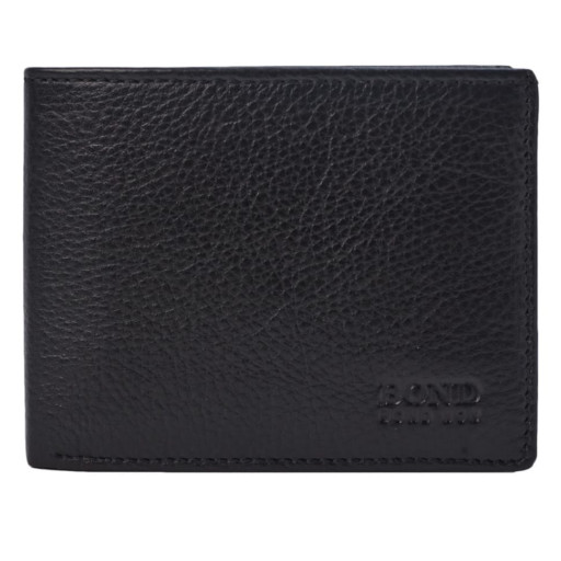 Шкіряне портмоне BOND 596-101 чорний гладкий