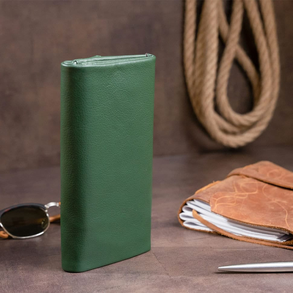 Клатч конверт з кишенею для мобільного шкіряний ST Leather 19270 Зелений