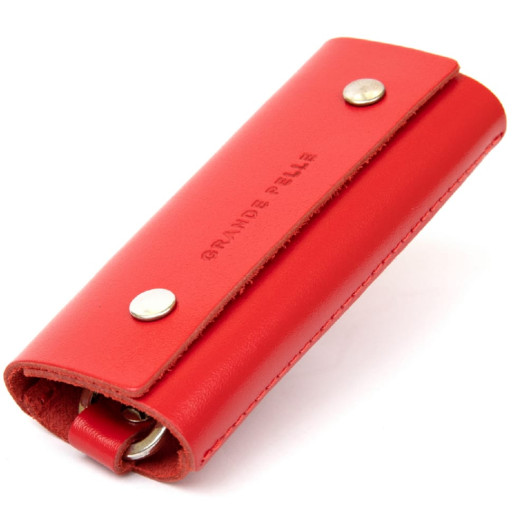 Ключница тубус кожаная на кнопках Grande Pelle 11347 Красная