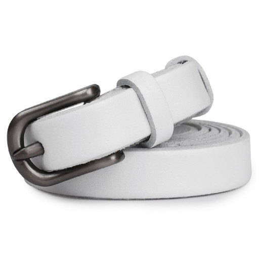 Жіночий тонкий ремінь із натуральної шкіри Vintage 20770 Білий