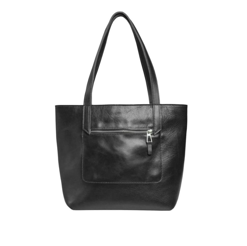 Жіночий шкіряний шопер на блискавці Grande Pelle, чорний