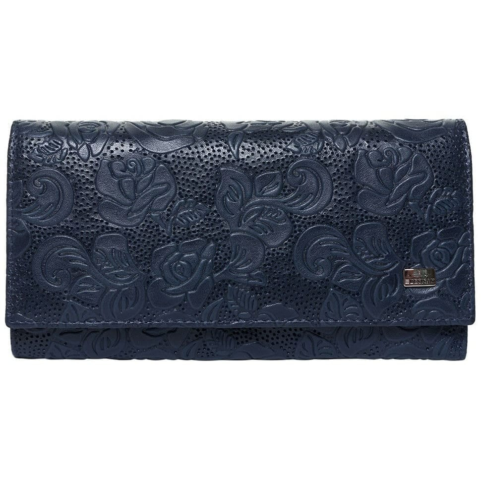 Гаманець жіночий шкіряний Desisan 057-515 сині квіти