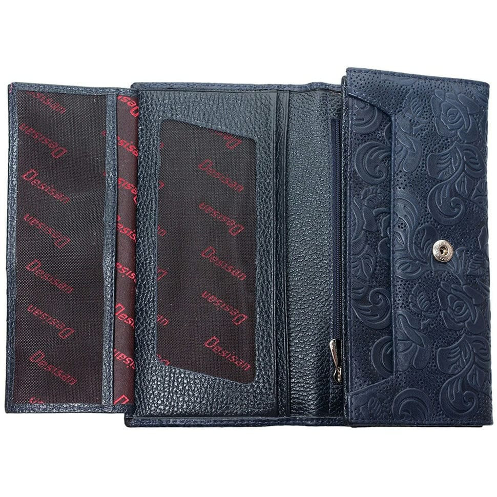 Гаманець жіночий шкіряний Desisan 057-515 сині квіти