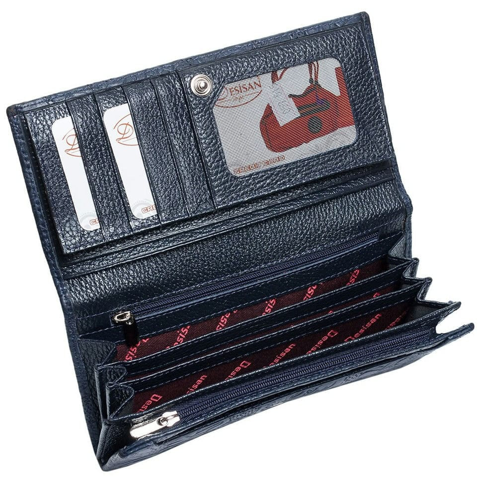 Гаманець жіночий шкіряний Desisan 057-515 сині квіти