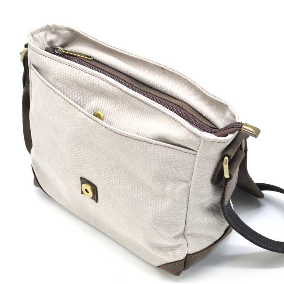 Сумка-месенджер через плече мікс тканини канвас і шкіри RGj-1309-4lx TARWA