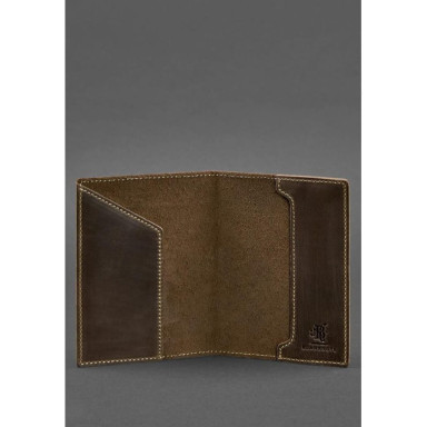 Leather passport cover with Canadian coat of arms dark brown Crazy Horse
