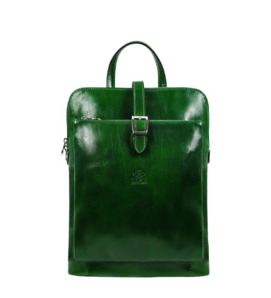 Womens Convertible Leather Backpack Shoulder Bag - Emma - Green color -  Time Resistance 5232501