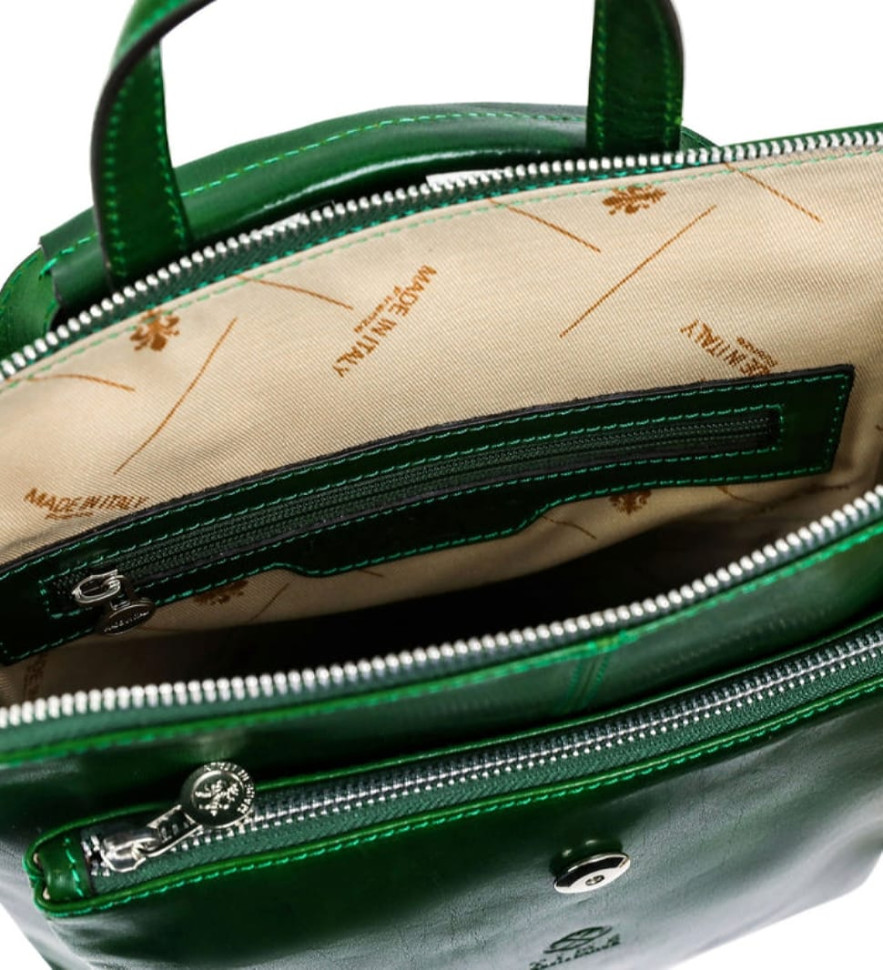 Жіночий шкіряний рюкзак-трансформер через плече - Emma - Зелений колір - Time Resistance 5232501