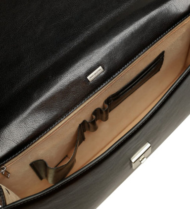 Womens Leather Briefcase - The Sound of the Mountain -  Black color -  Time Resistance 5194201W