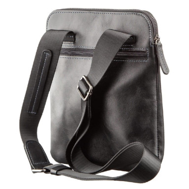 Shvigel 11177 Black Vintage Leather Vertical Messenger for Men
