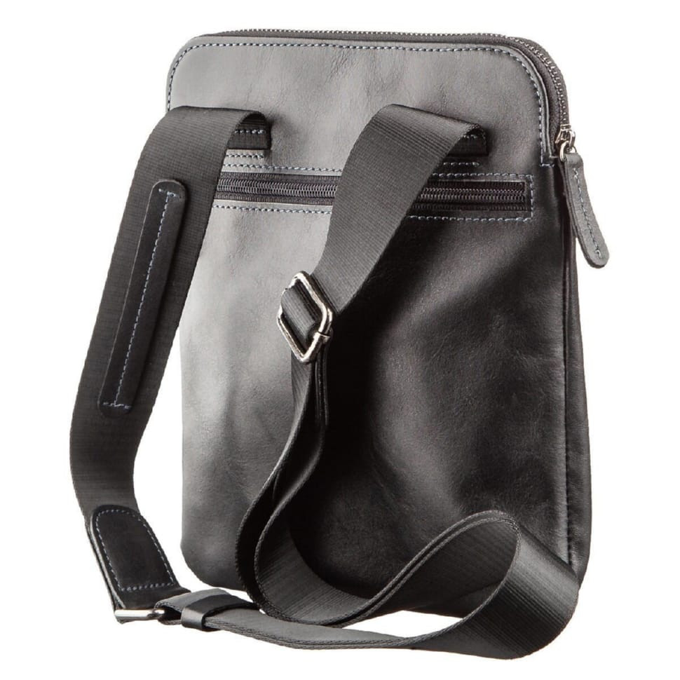 Shvigel 11177 Black Vintage Leather Vertical Messenger for Men