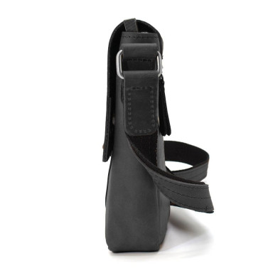 Small mens leather shoulder bag Limary lim-354RA black