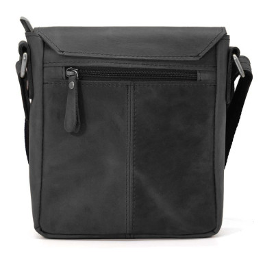 Small mens leather shoulder bag Limary lim-354RA black