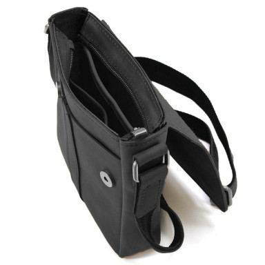 Small mens leather shoulder bag Limary lim-354RA black