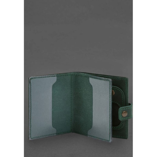Шкіряна обкладинка-портмоне для посвідчення офіцера з кишенею для жетону 11.1 зелена Crazy Horse