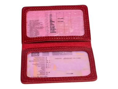 Красная кожаная обложка для прав Newery N2216GR