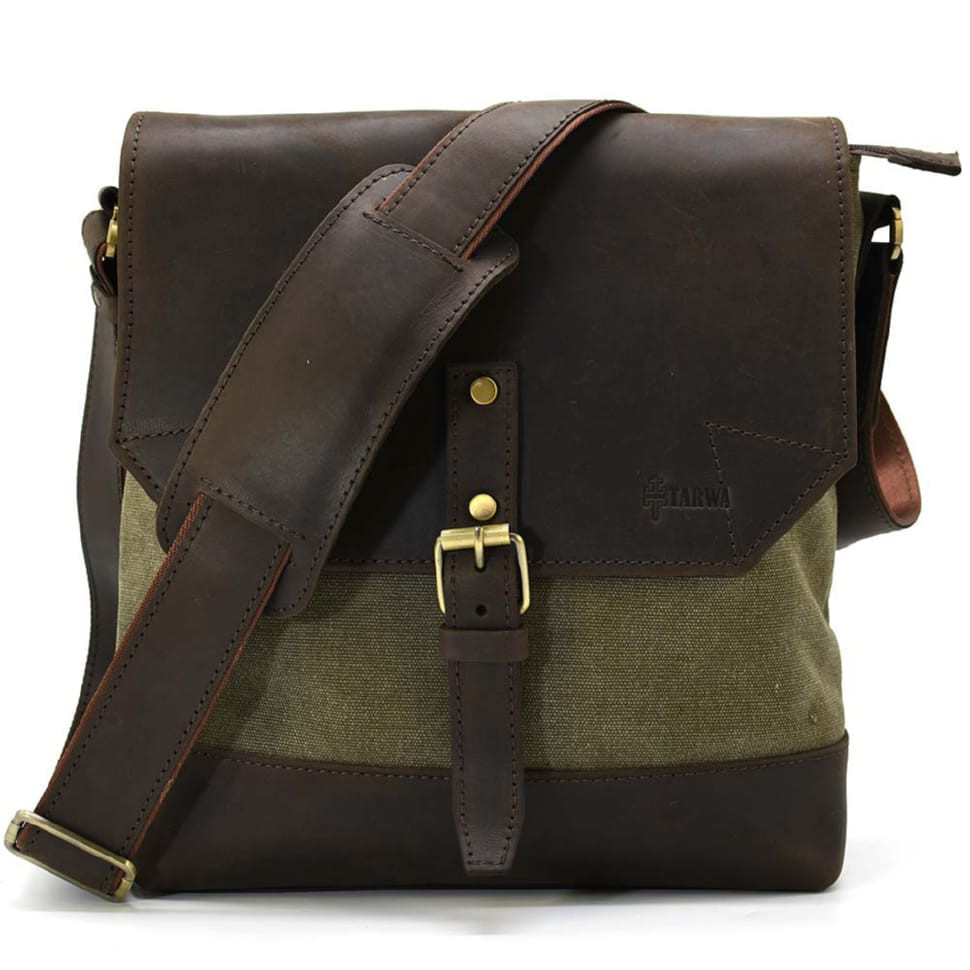 Canvas and leather messenger bag RH-1307-4lx TARWA 