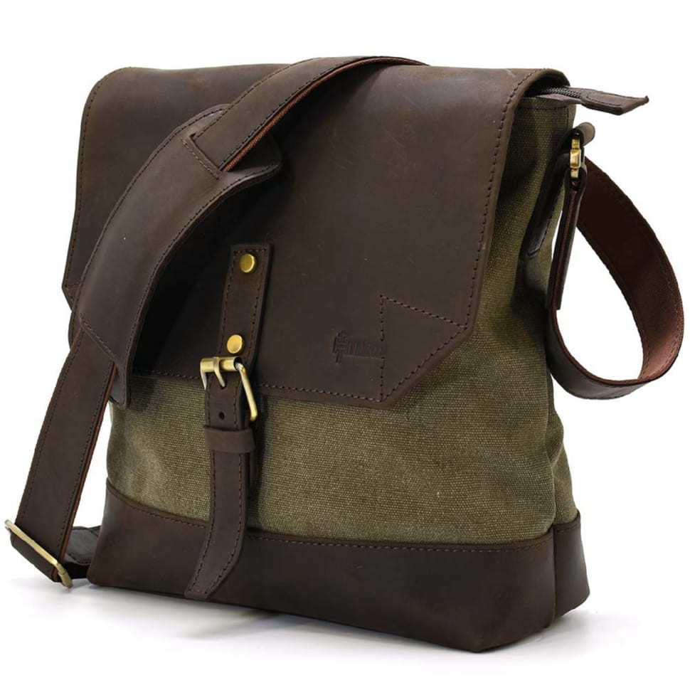 Canvas and leather messenger bag RH-1307-4lx TARWA 