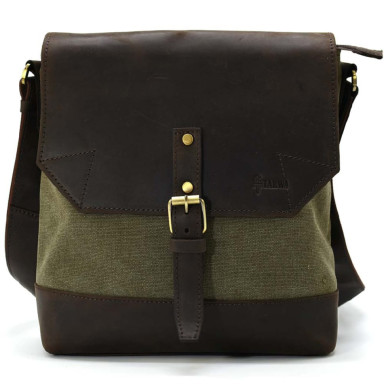 Canvas and leather messenger bag RH-1307-4lx TARWA 