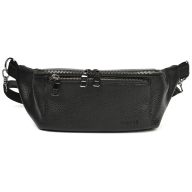 Leather fanny pack waist bag Limary Lim-233FA black flotar