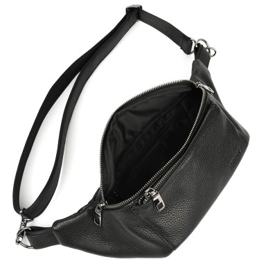 Leather fanny pack waist bag Limary Lim-233FA black flotar