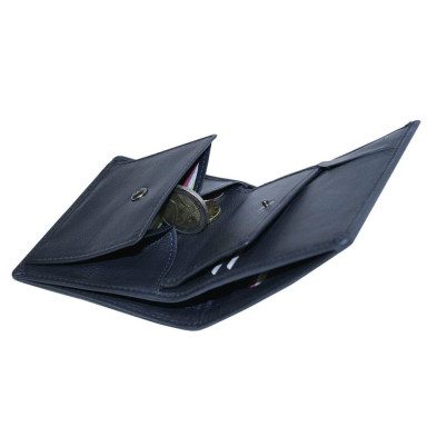 Leather wallet Timone intrecciato 12071 navy blue